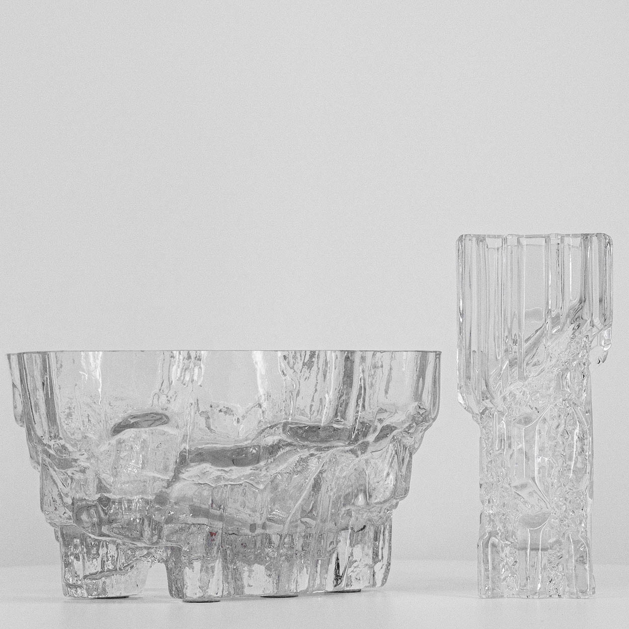 A large Set Of Tapio Wirkkala for Iittala Ice Glass Vases, Finland 1970
