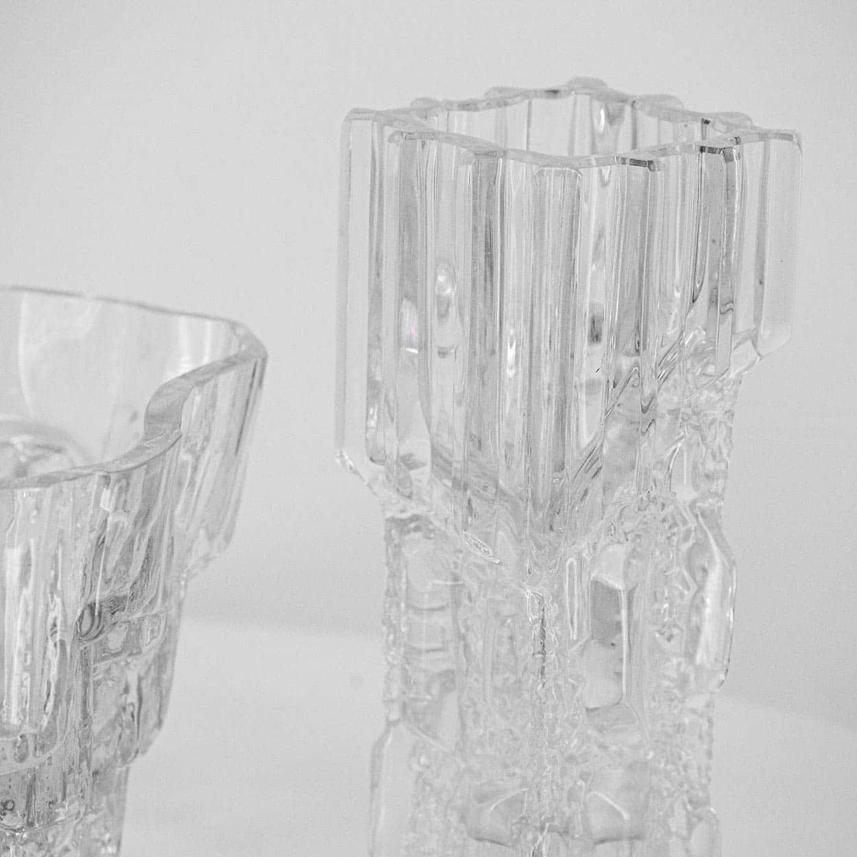 A large Set Of Tapio Wirkkala for Iittala Ice Glass Vases, Finland 1970