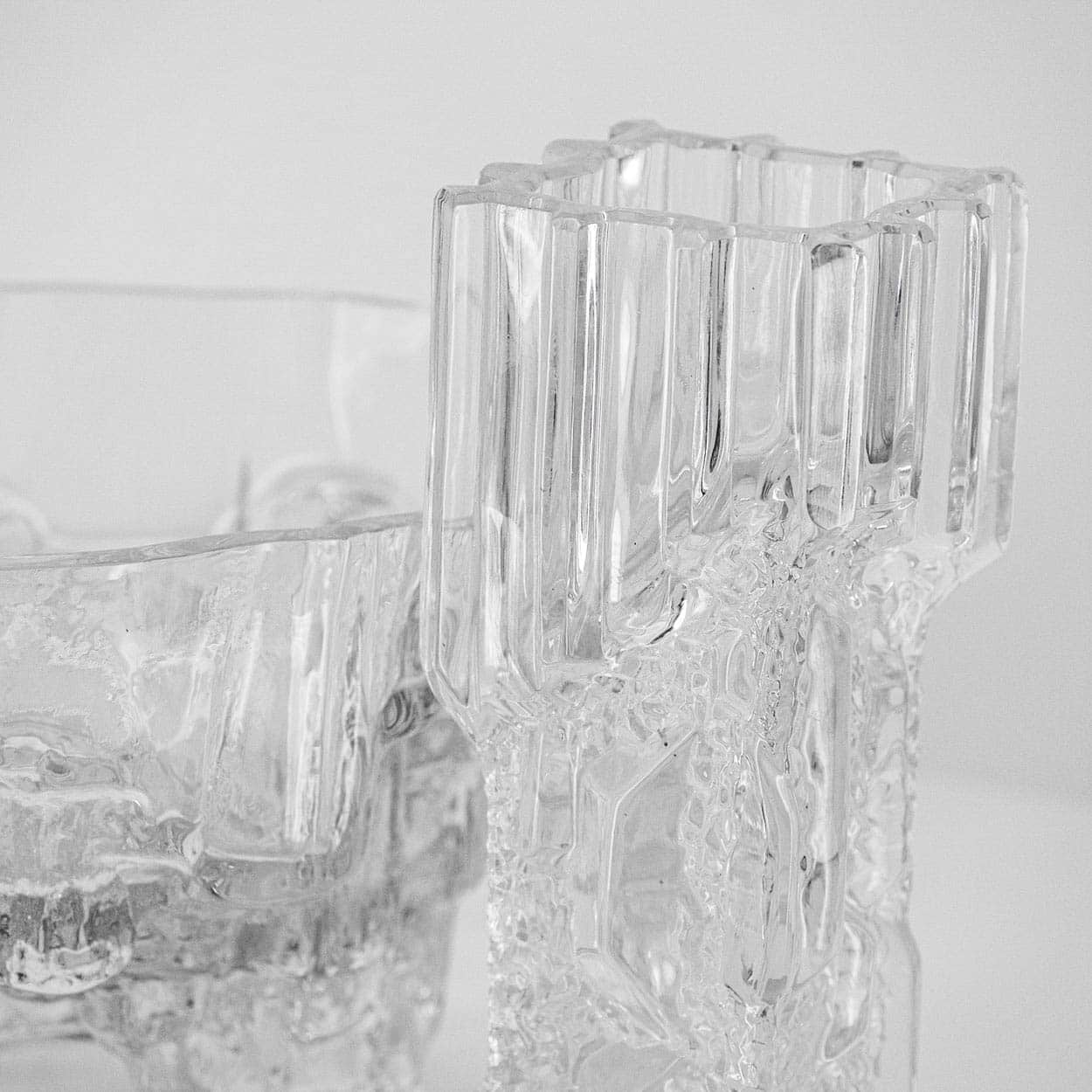 A large Set Of Tapio Wirkkala for Iittala Ice Glass Vases, Finland 1970