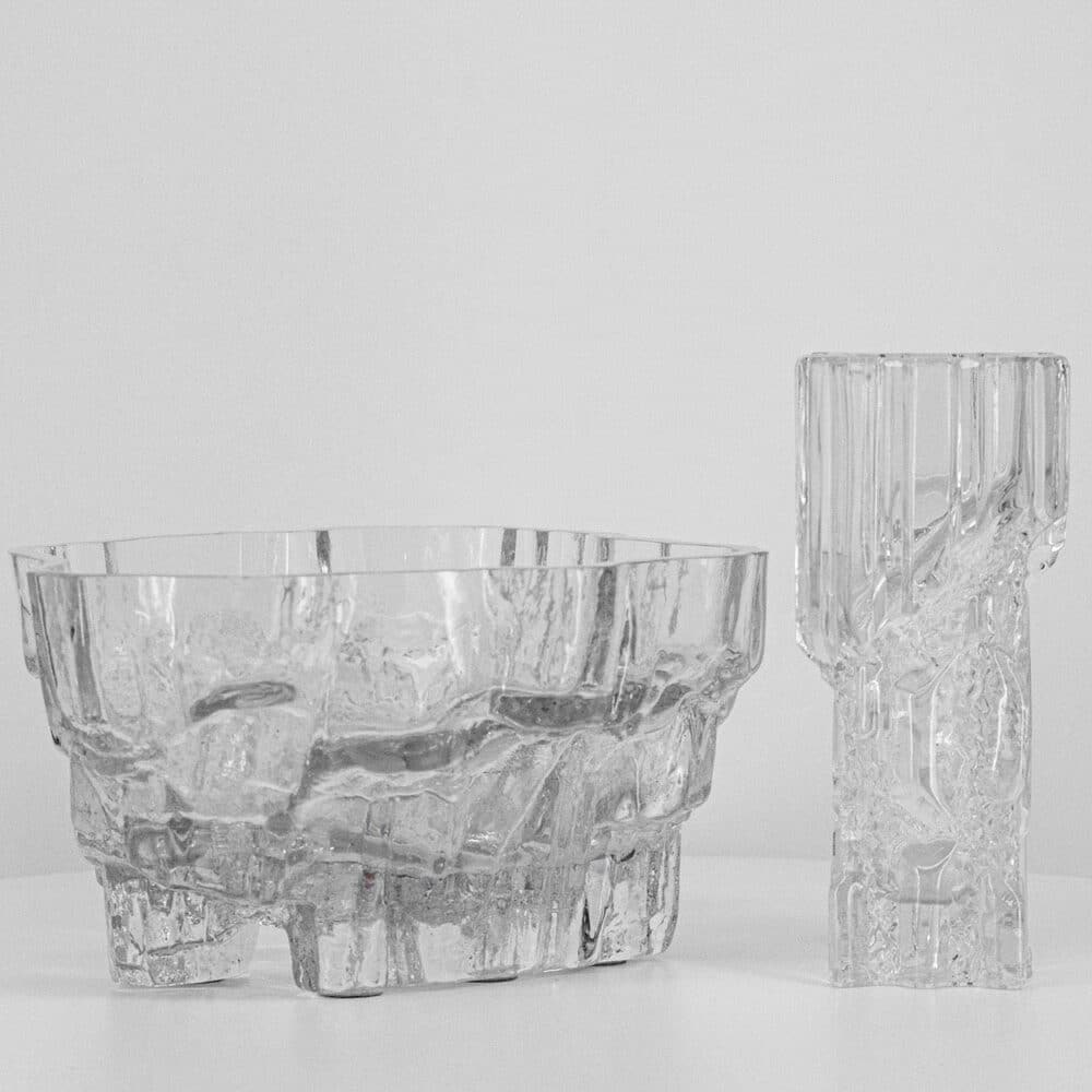 A large Set Of Tapio Wirkkala for Iittala Ice Glass Vases, Finland 1970