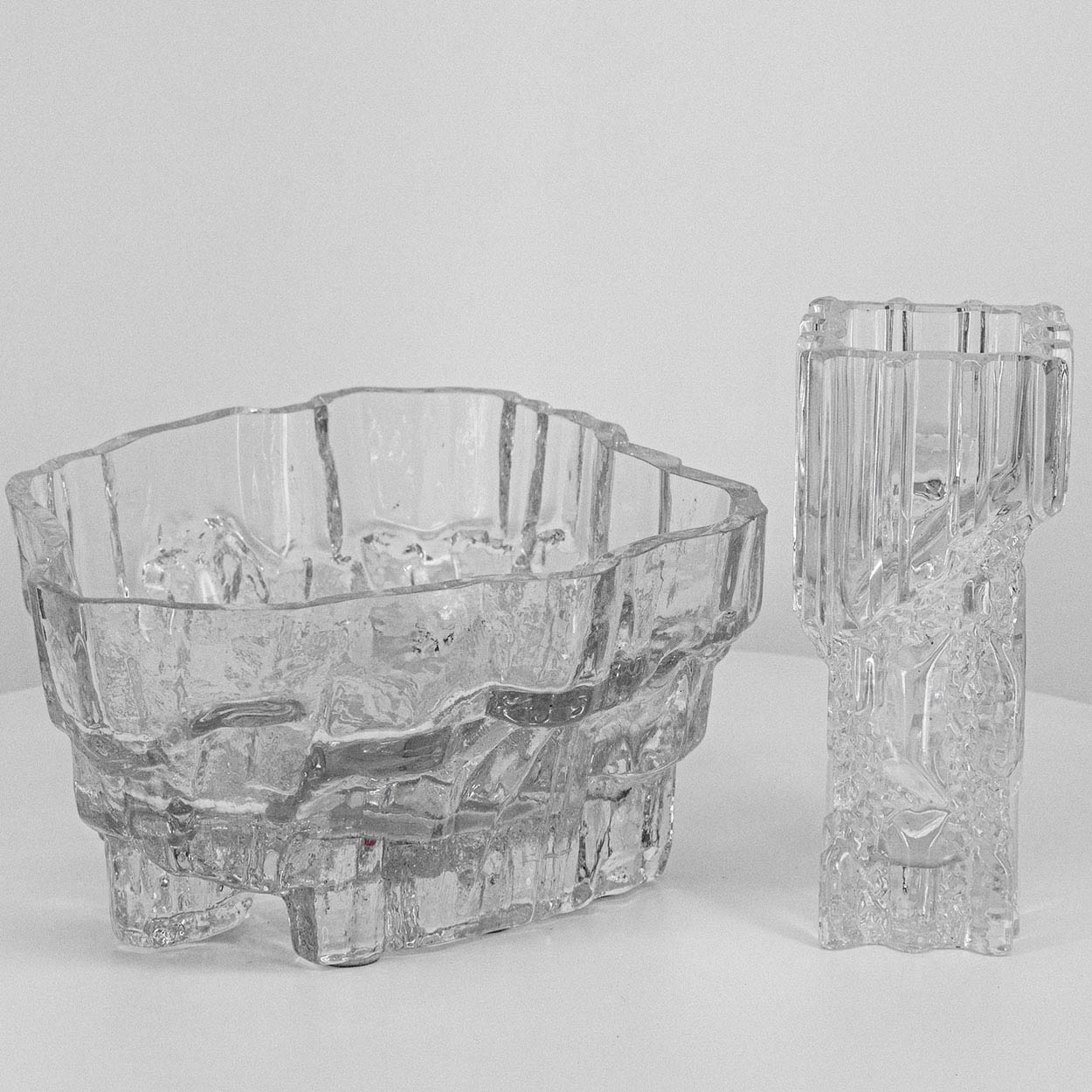 A large Set Of Tapio Wirkkala for Iittala Ice Glass Vases, Finland 1970