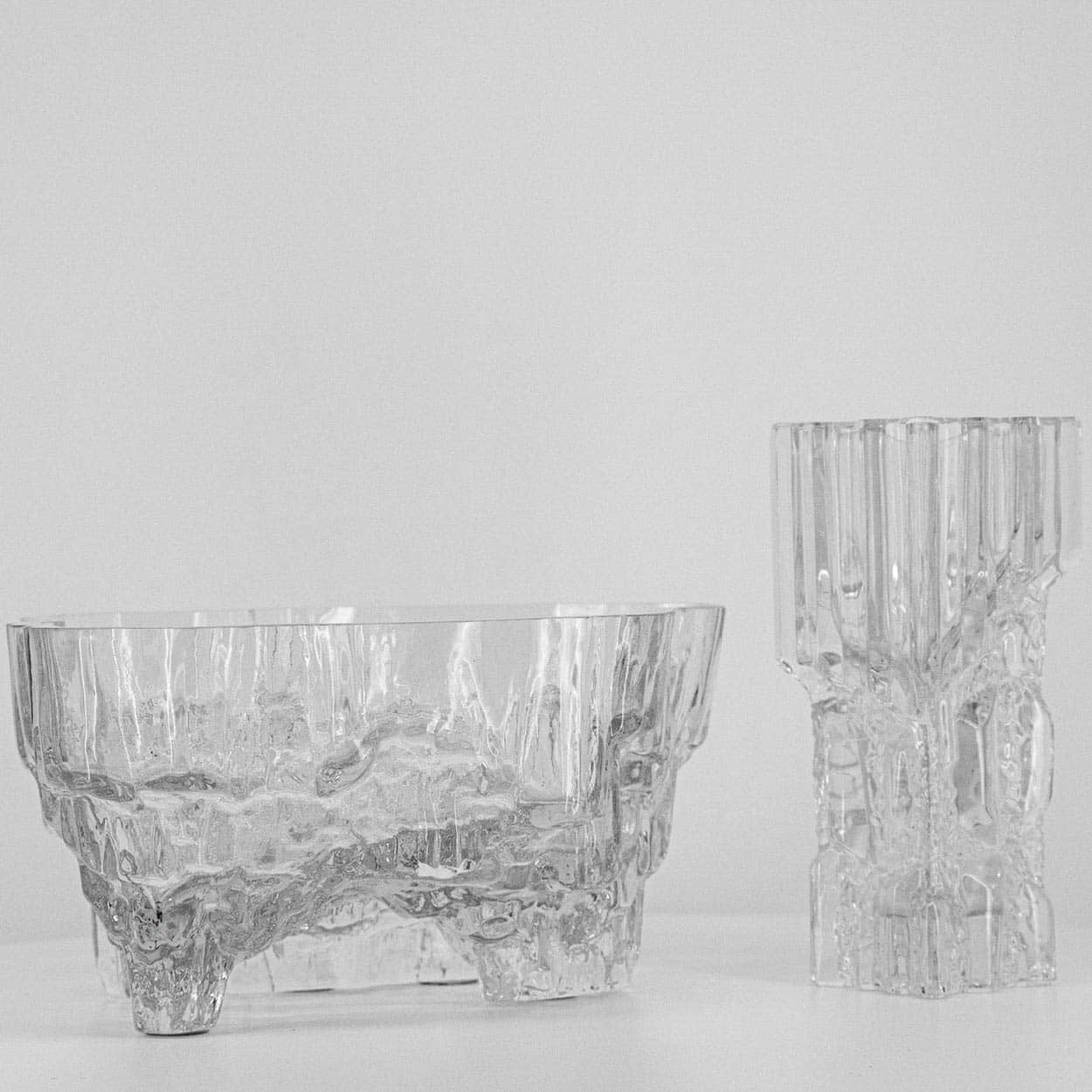 A large Set Of Tapio Wirkkala for Iittala Ice Glass Vases, Finland 1970