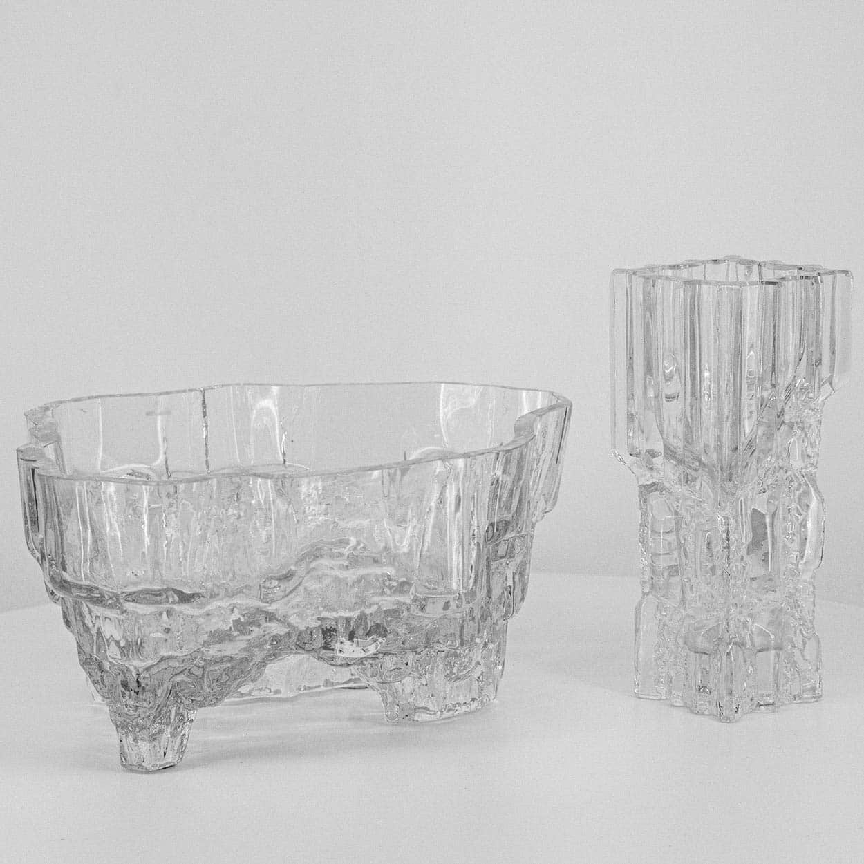 A large Set Of Tapio Wirkkala for Iittala Ice Glass Vases, Finland 1970