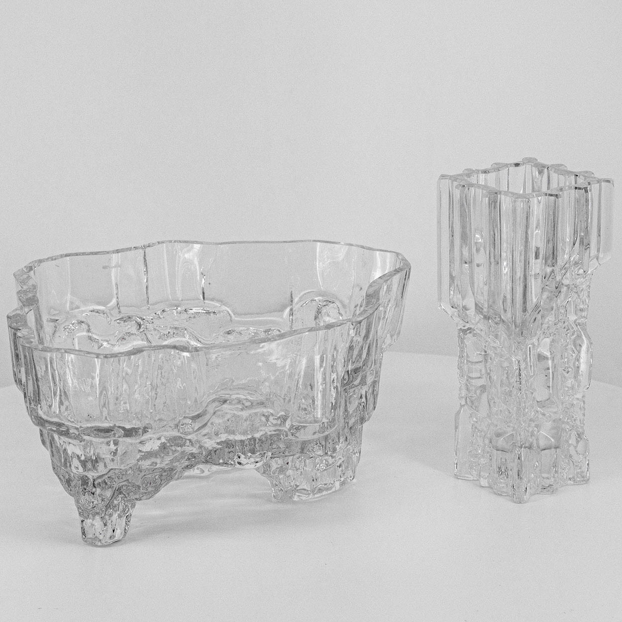 A large Set Of Tapio Wirkkala for Iittala Ice Glass Vases, Finland 1970