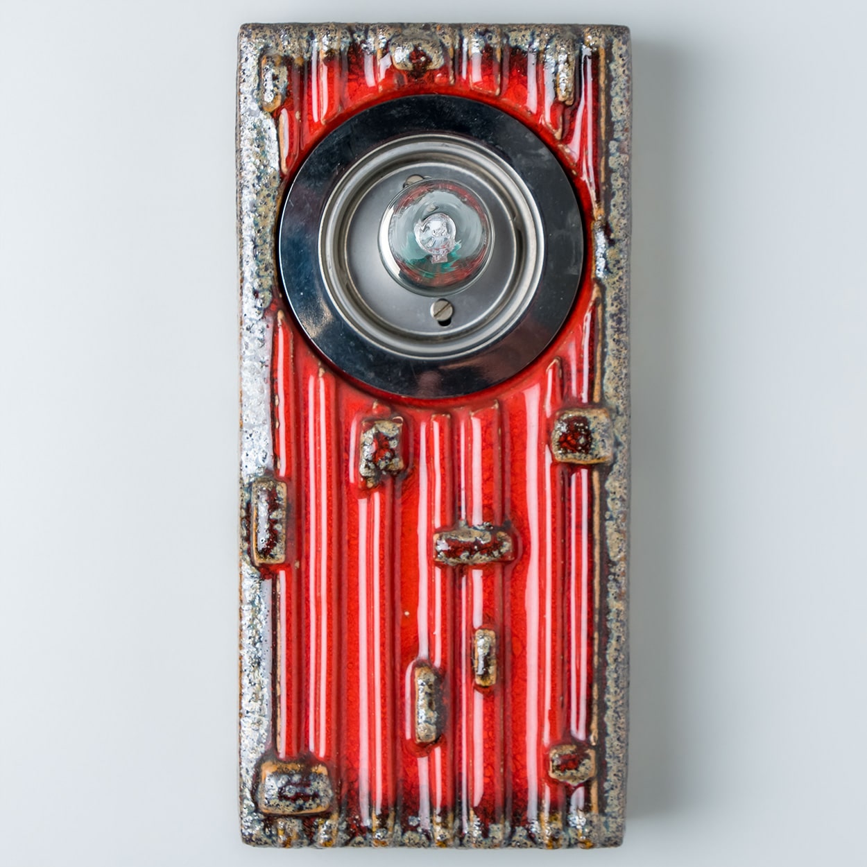 1 of the 5 Red Orange Brown Ceramic Wall Lights, Germany, 1970