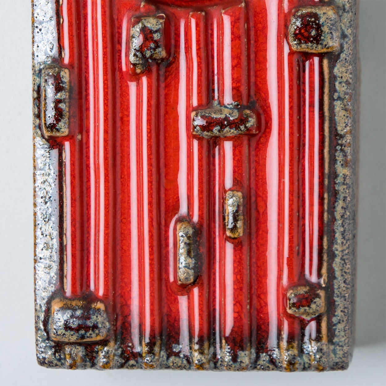 1 of the 5 Red Orange Brown Ceramic Wall Lights, Germany, 1970