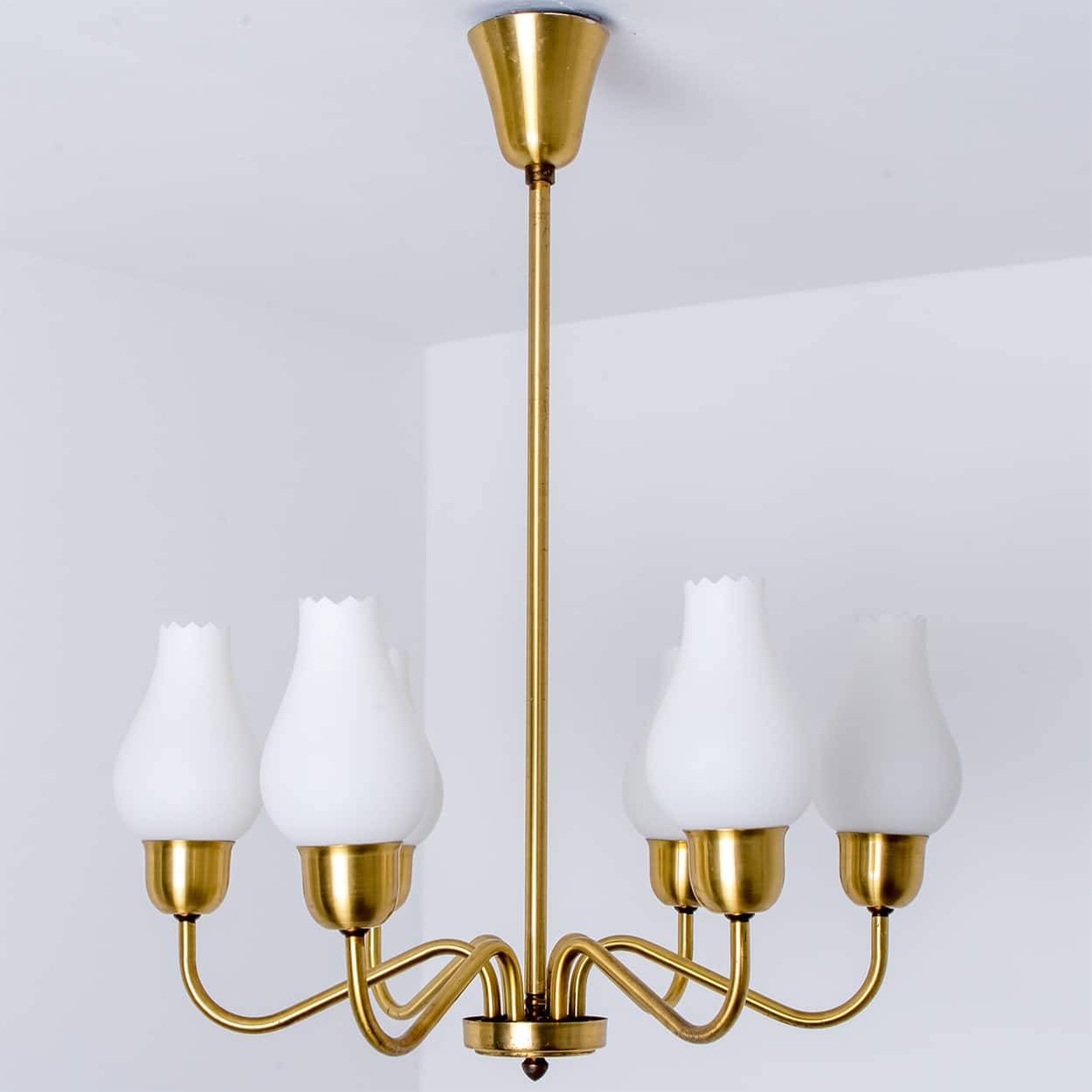 1 of the 2 Brass Chandeliers by Fog Morup, 1960s