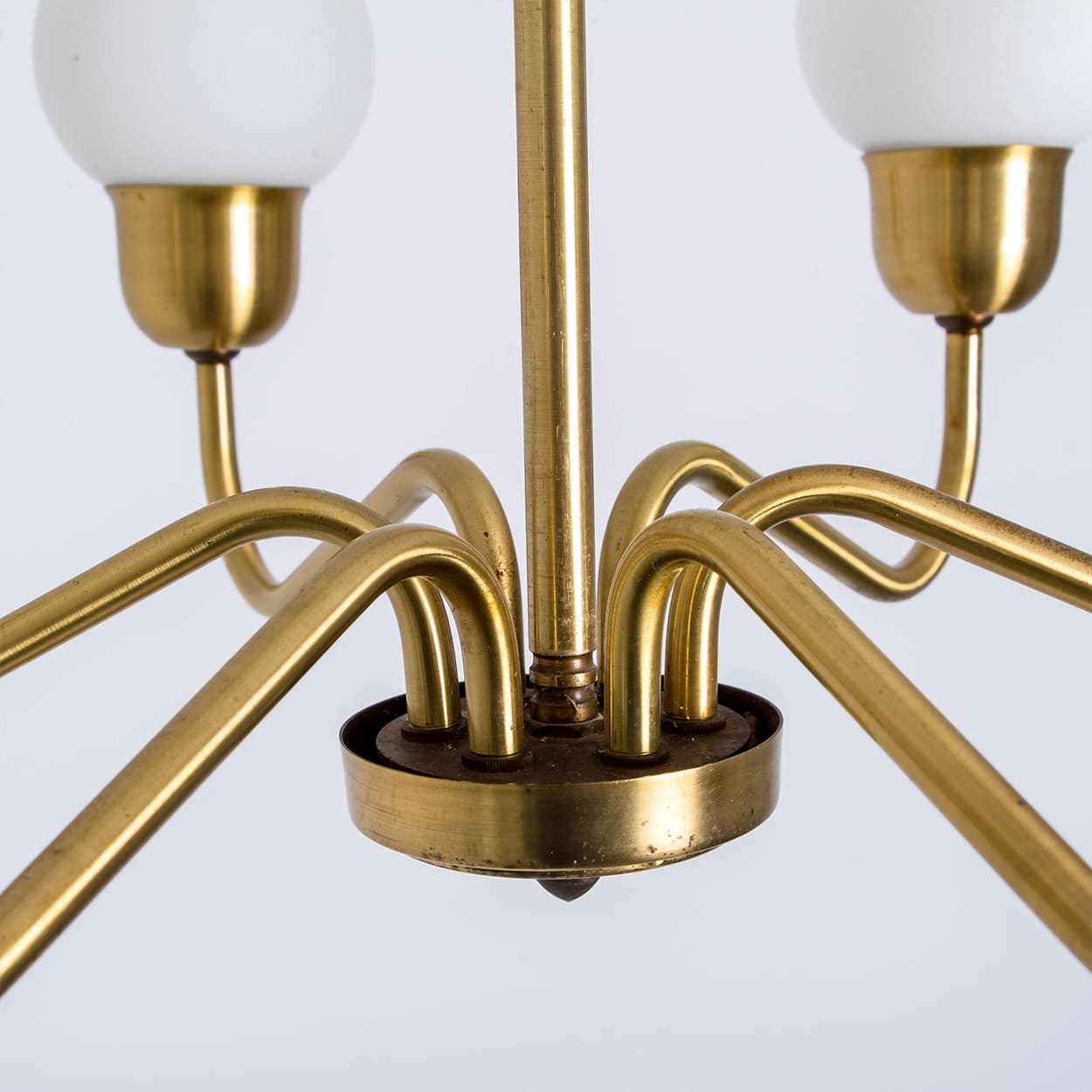 1 of the 2 Brass Chandeliers by Fog Morup, 1960s