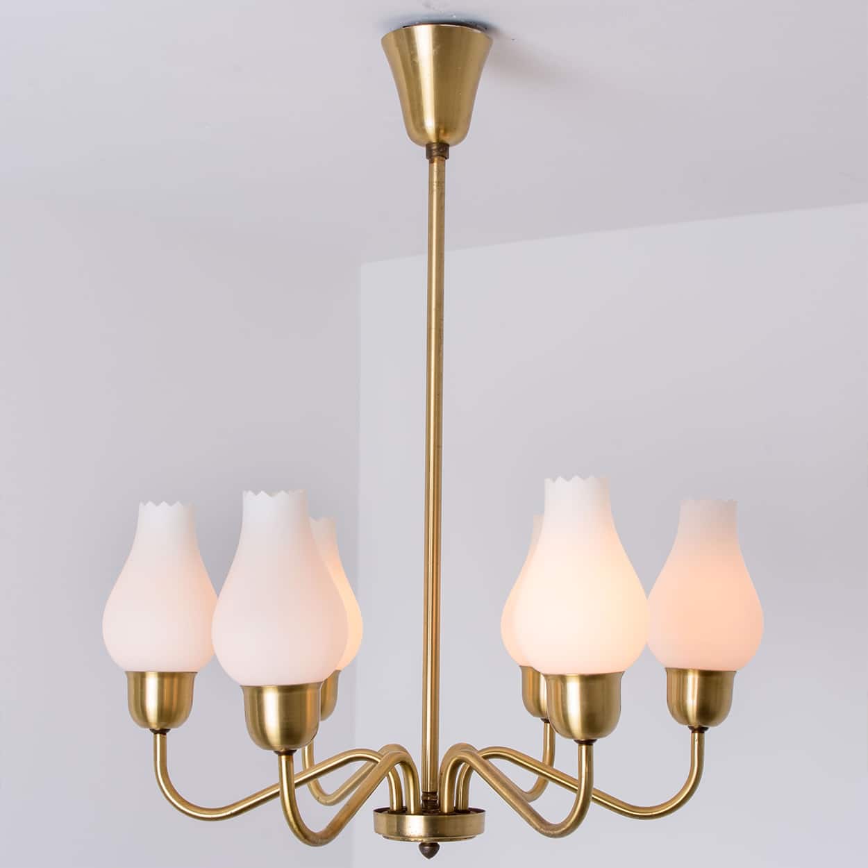 1 of the 2 Brass Chandeliers by Fog Morup, 1960s
