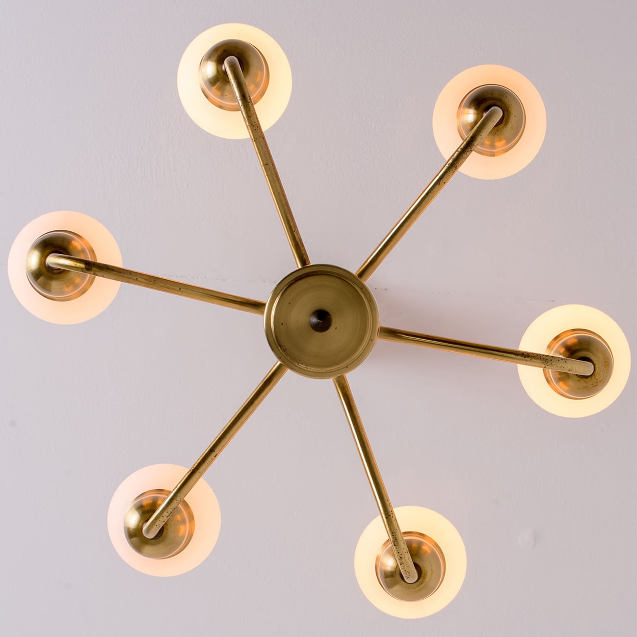 1 of the 2 Brass Chandeliers by Fog Morup, 1960s