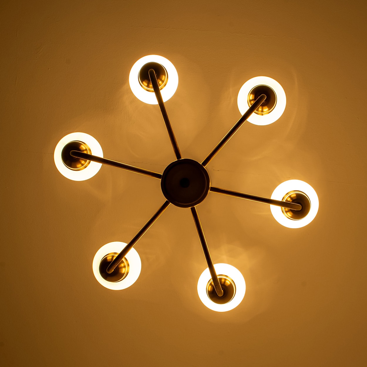 1 of the 2 Brass Chandeliers by Fog Morup, 1960s