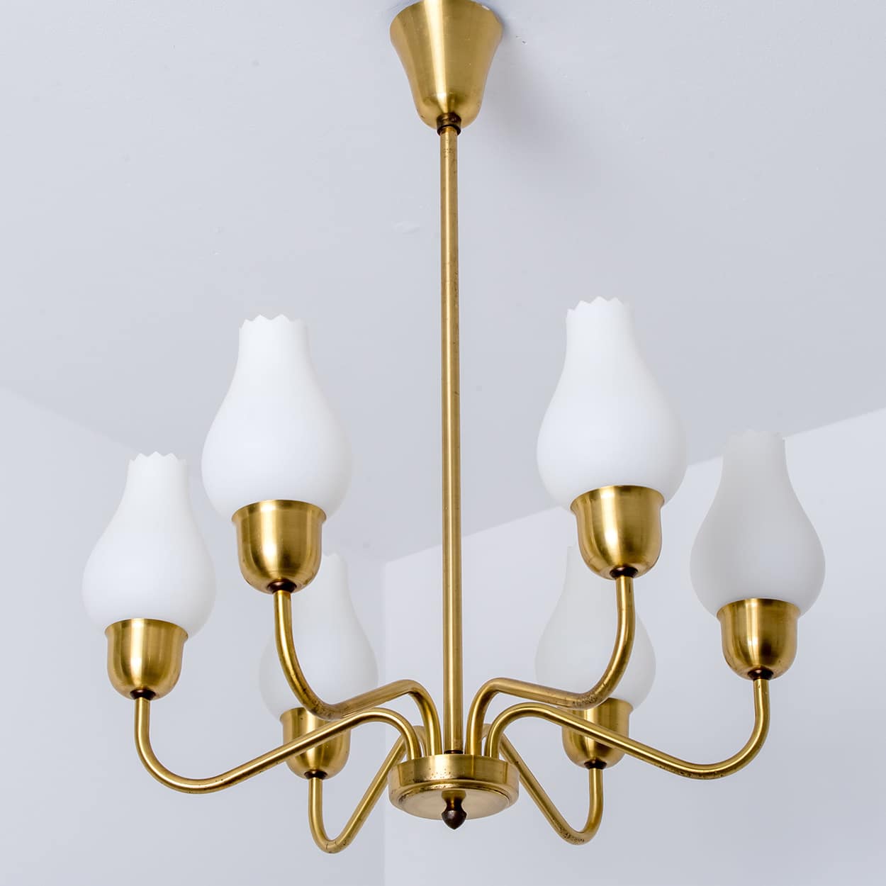 1 of the 2 Brass Chandeliers by Fog Morup, 1960s