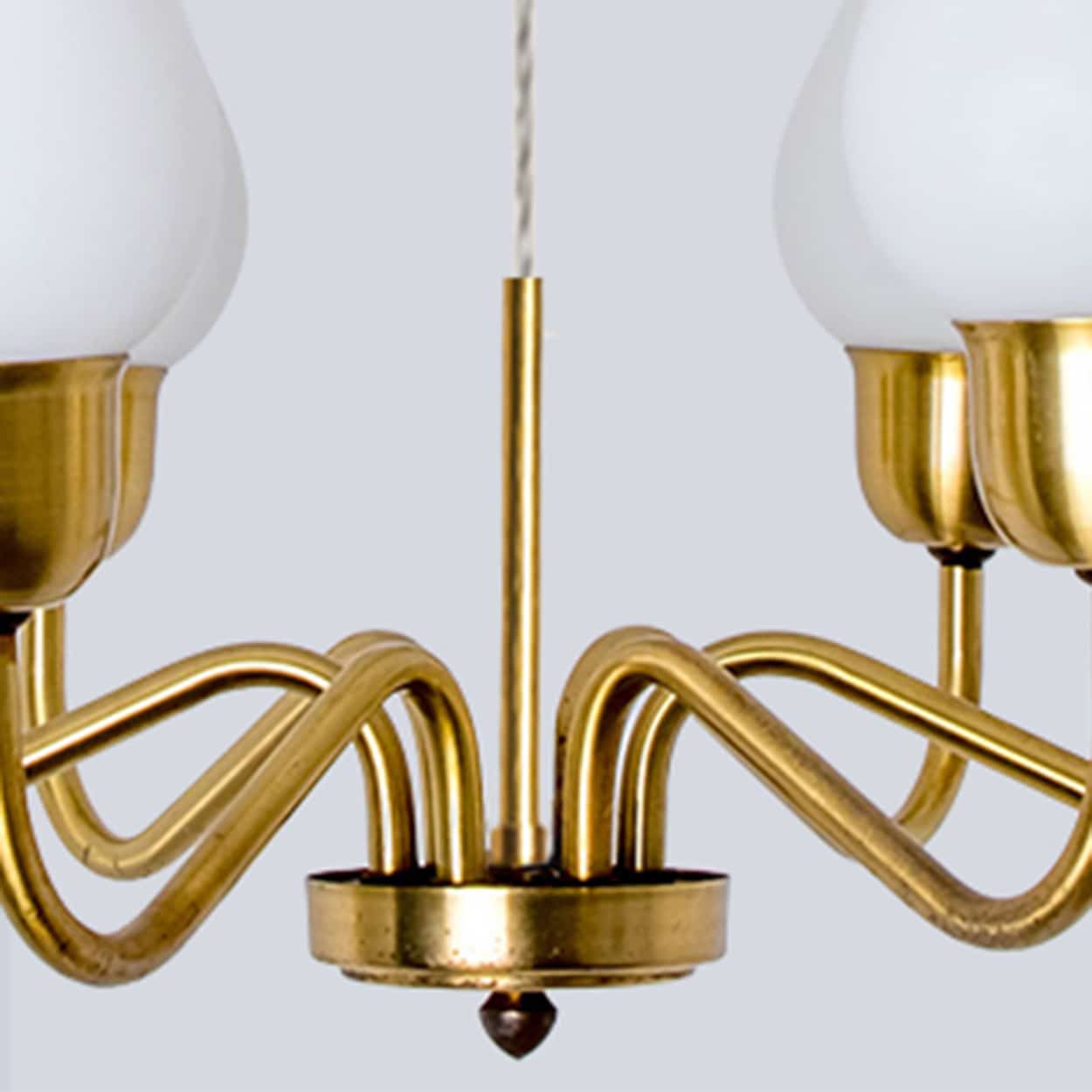 1 of the 2 Brass Chandeliers by Fog Morup, 1960s