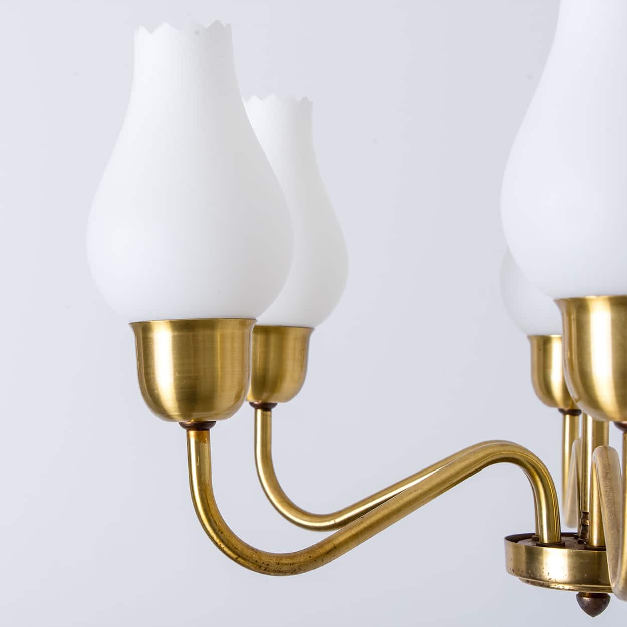 1 of the 2 Brass Chandeliers by Fog Morup, 1960s