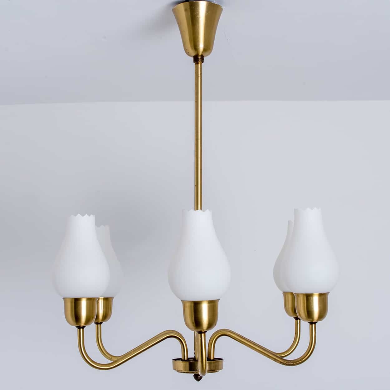 1 of the 2 Brass Chandeliers by Fog Morup, 1960s