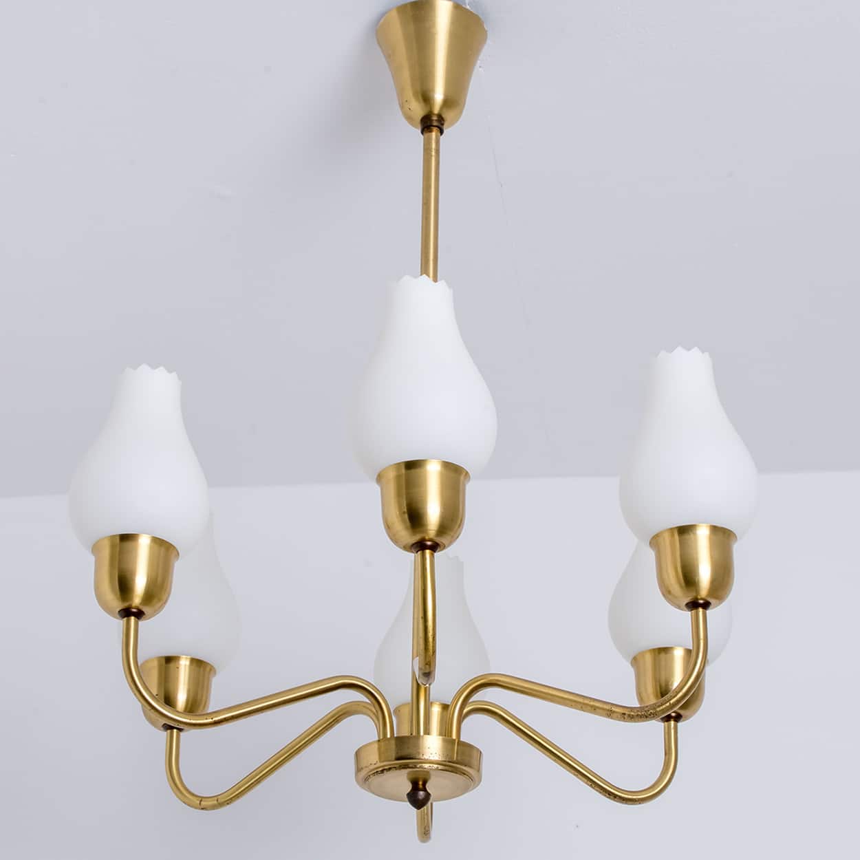 1 of the 2 Brass Chandeliers by Fog Morup, 1960s
