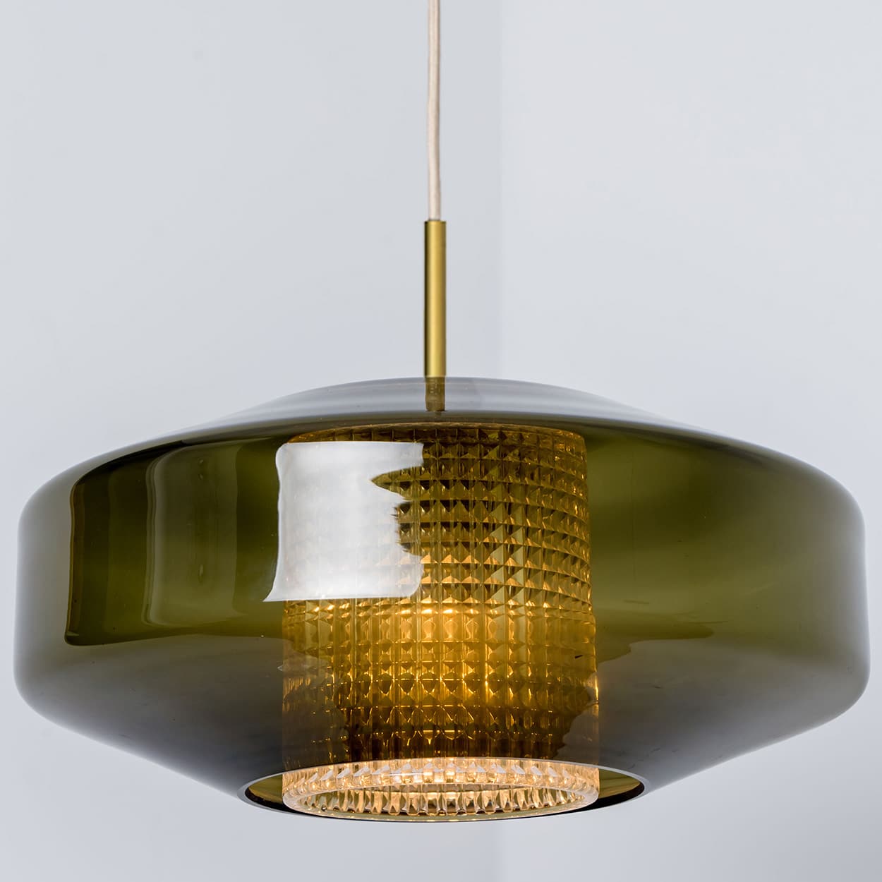 Set of 3 Green Glass Pendants by Carl Fagerlund for Orrefors, 1960s