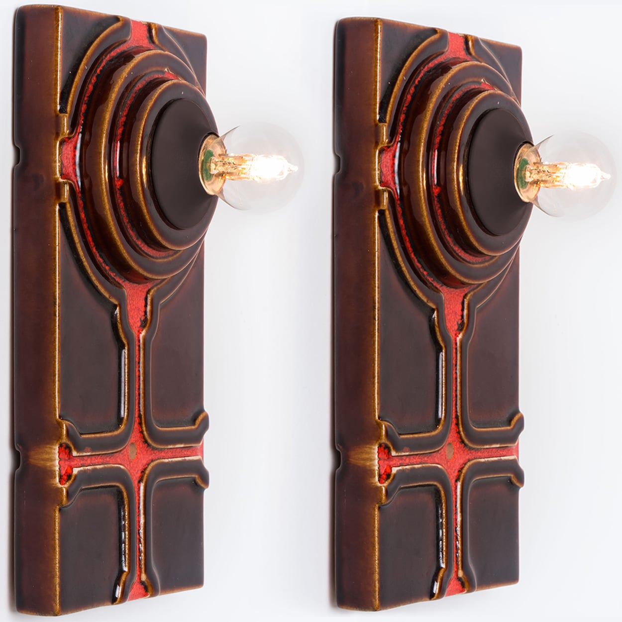 1 of the 3 Square Ceramic Wall Lights, 1970
