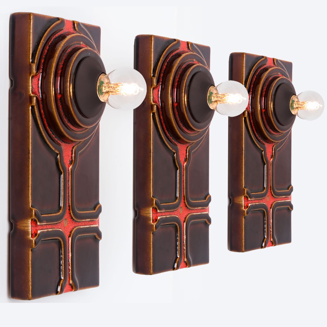 1 of the 3 Square Ceramic Wall Lights, 1970