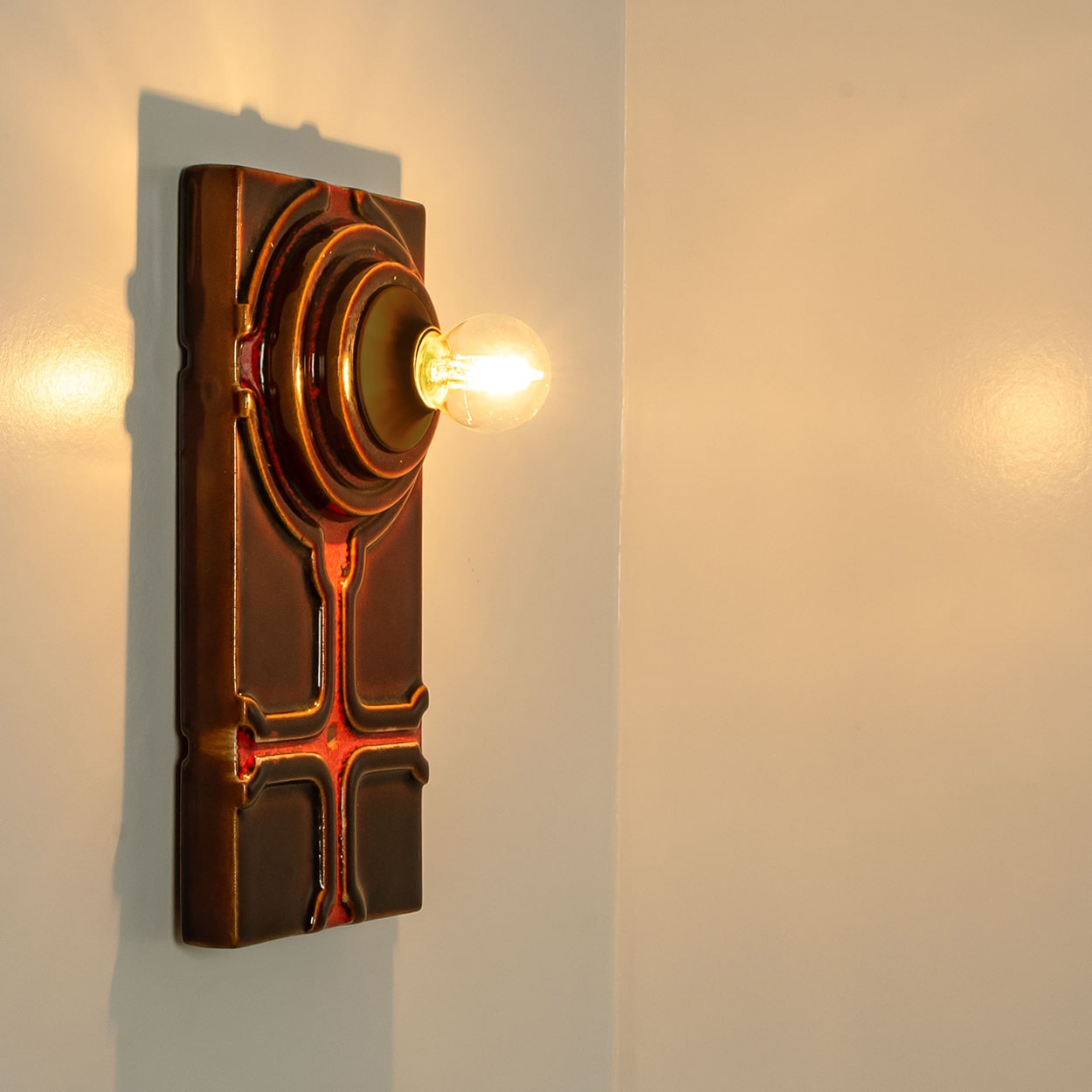 1 of the 3 Square Ceramic Wall Lights, 1970