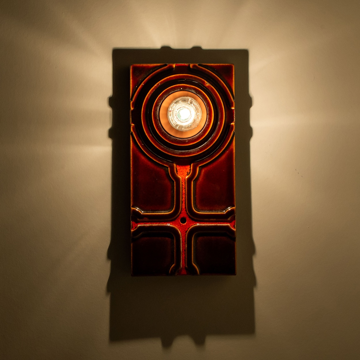 1 of the 3 Square Ceramic Wall Lights, 1970