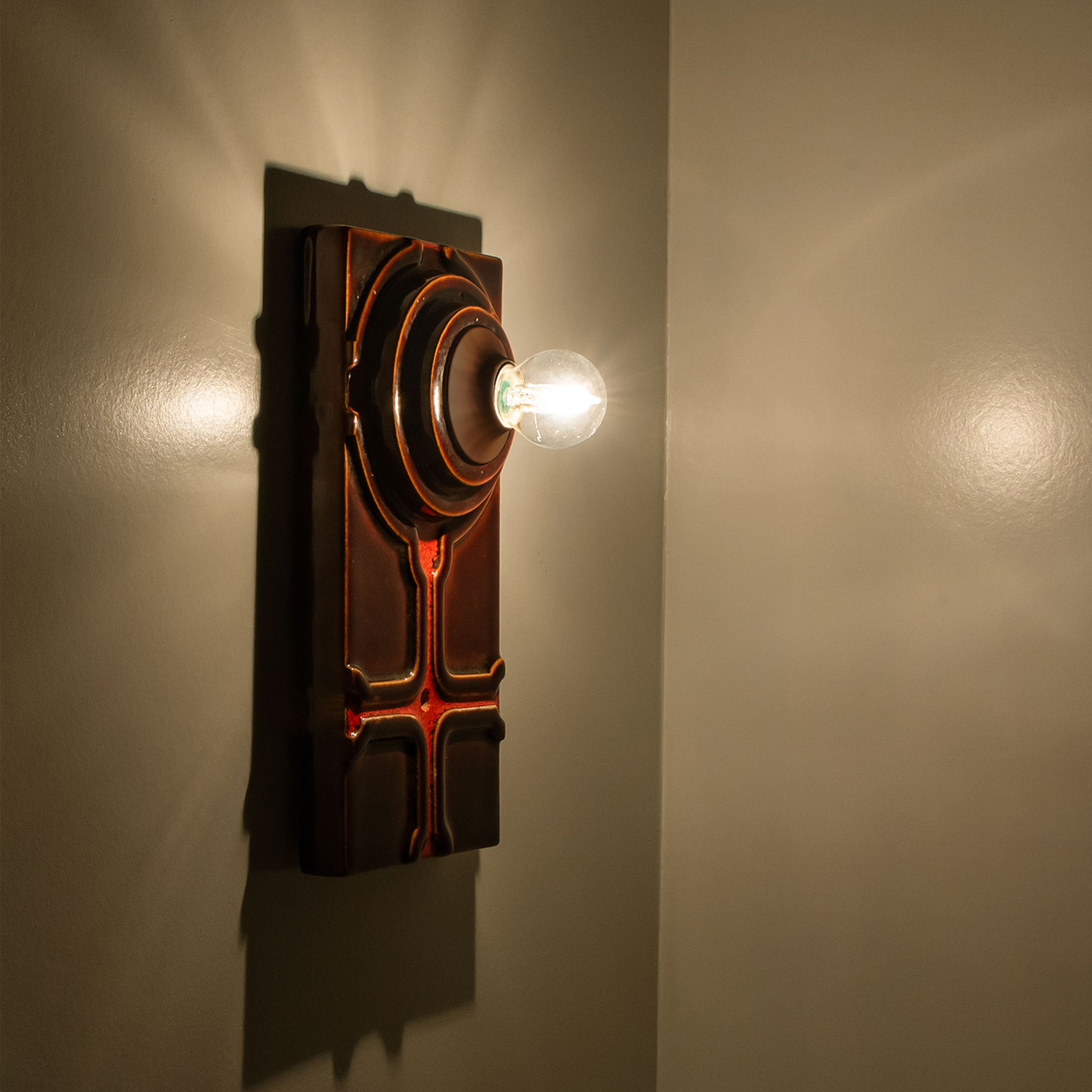 1 of the 3 Square Ceramic Wall Lights, 1970