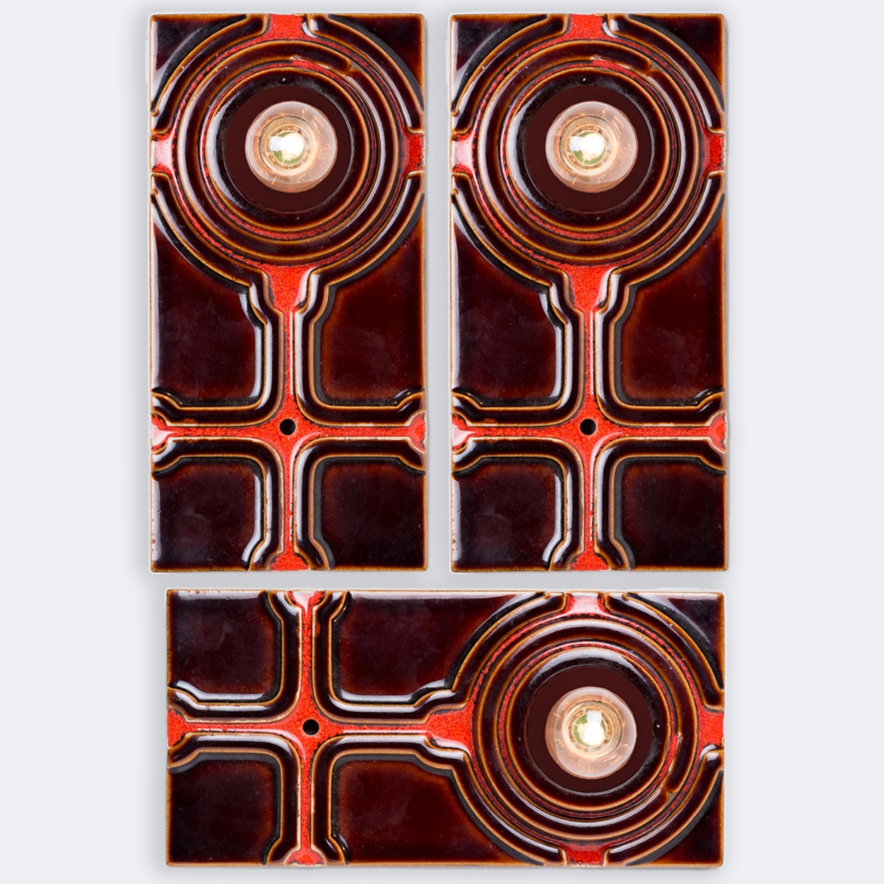 1 of the 3 Square Ceramic Wall Lights, 1970