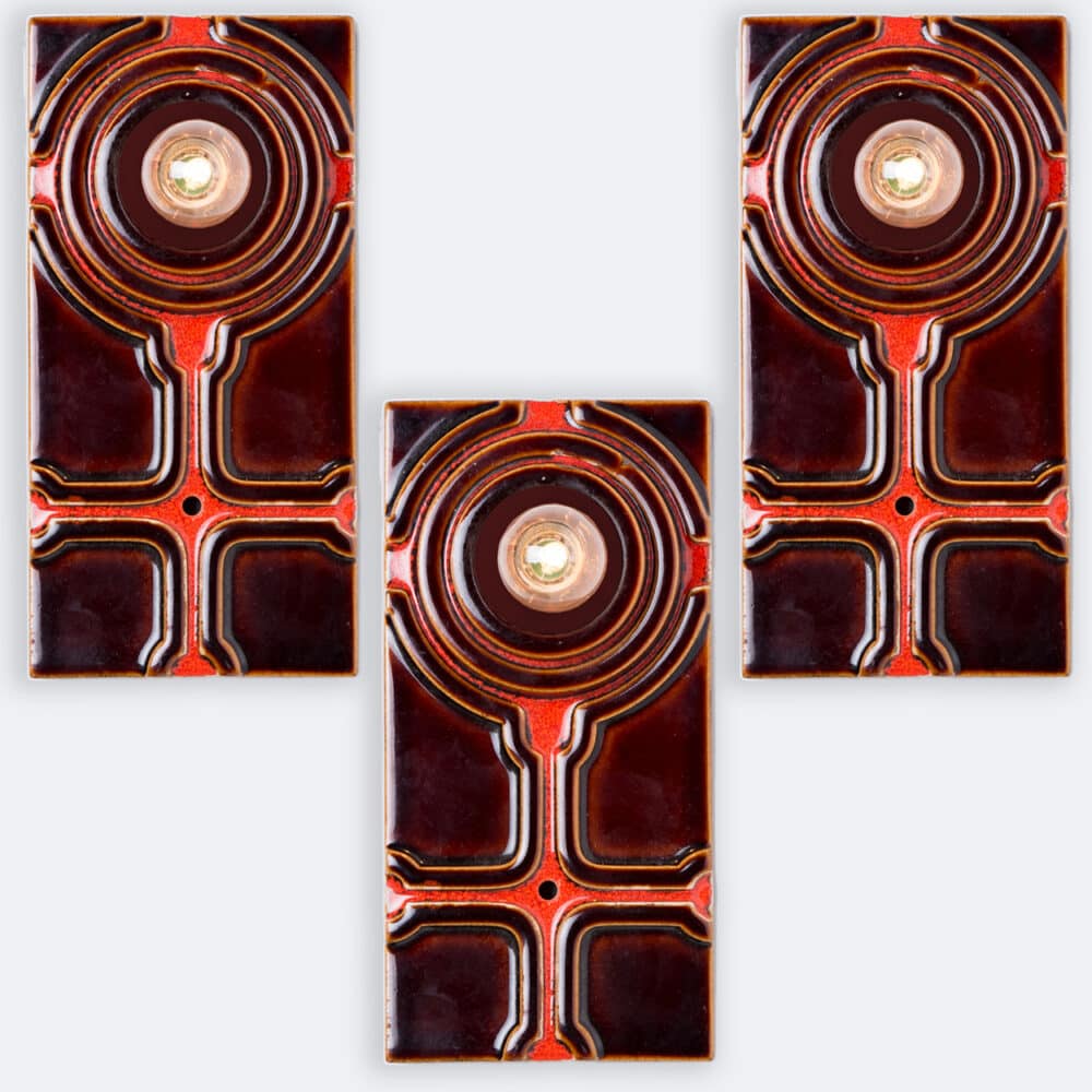 1 of the 3 Square Ceramic Wall Lights, 1970