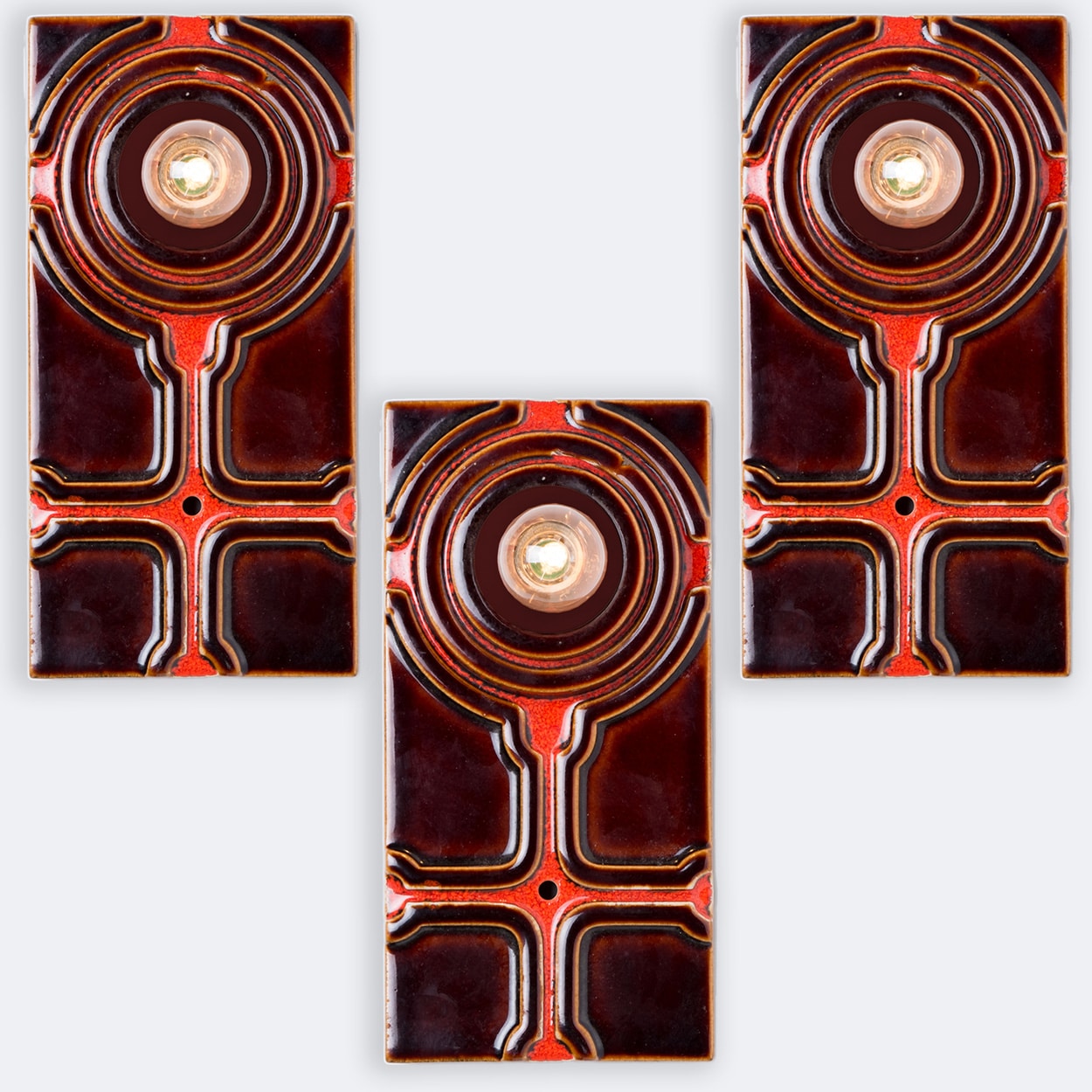 1 of the 3 Square Ceramic Wall Lights, 1970