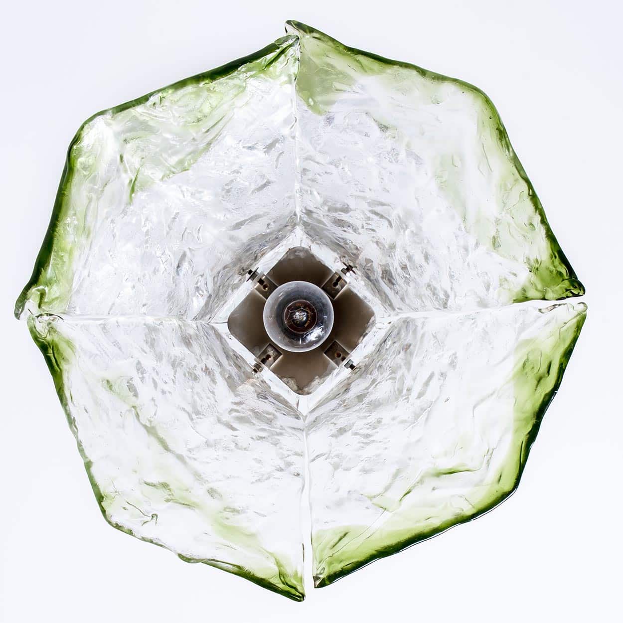 1 of the 2 Green Flower Pendant Lights In The Style Of Carlo Nason, 1960