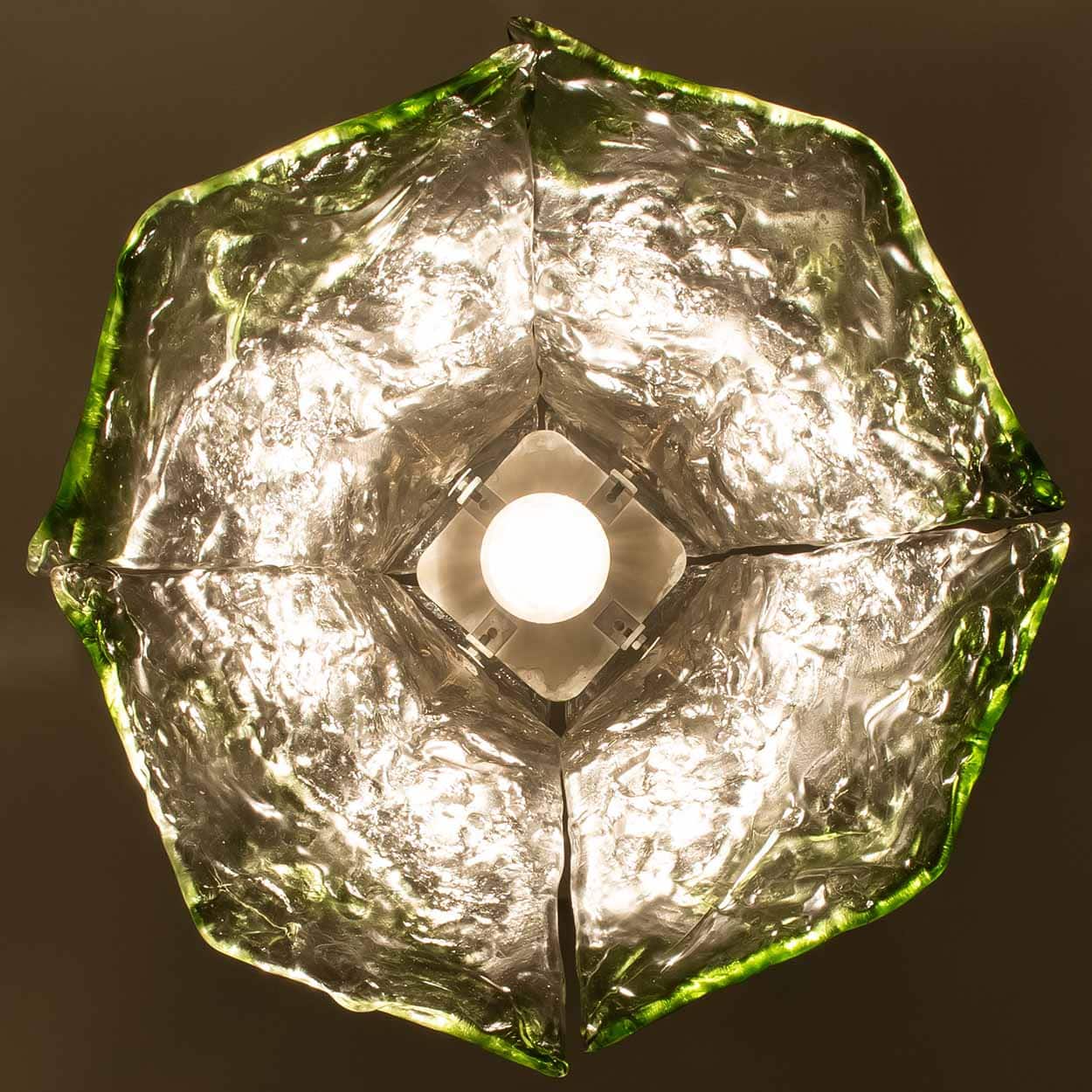 1 of the 2 Green Flower Pendant Lights In The Style Of Carlo Nason, 1960