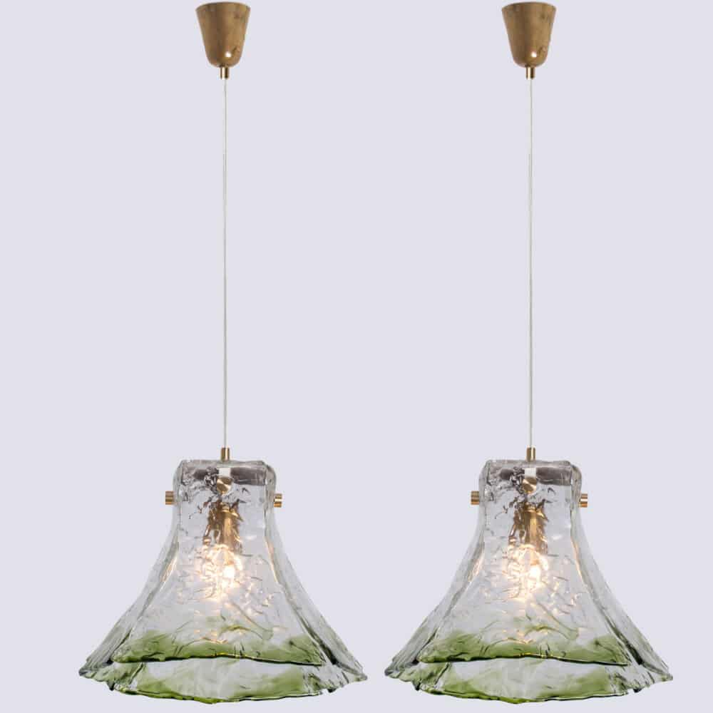 1 of the 2 Green Flower Pendant Lights In The Style Of Carlo Nason, 1960