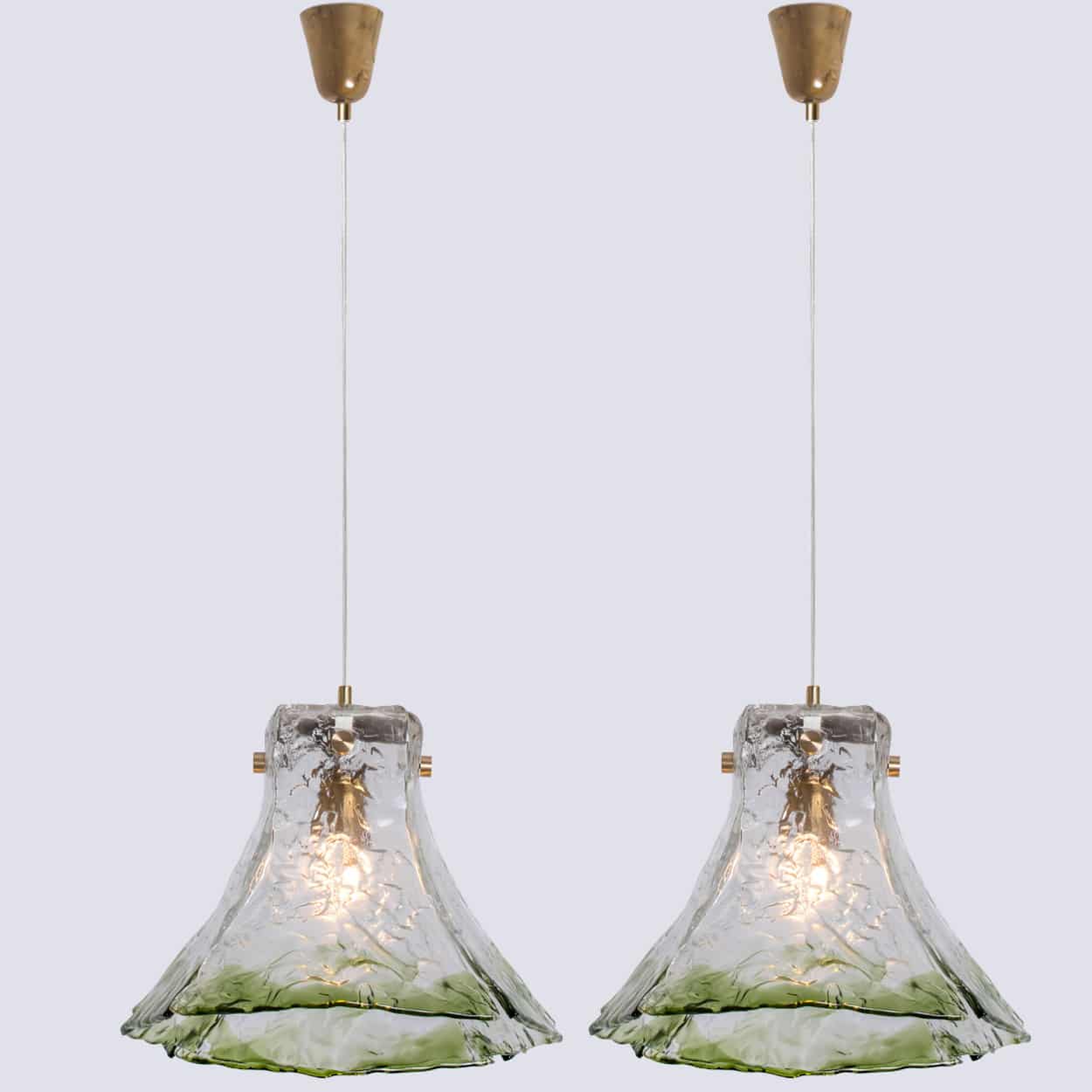 1 of the 2 Green Flower Pendant Lights In The Style Of Carlo Nason, 1960