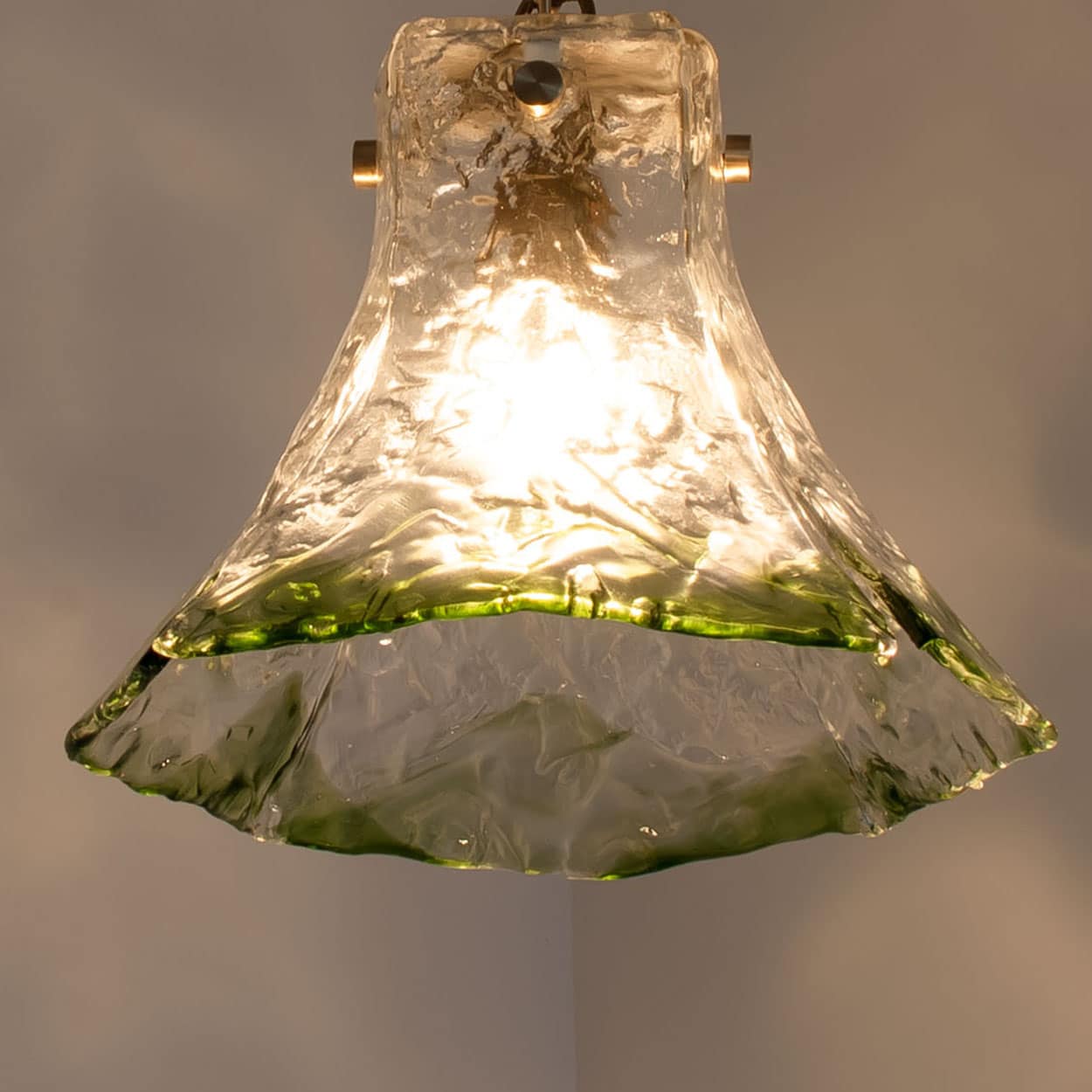 1 of the 2 Green Flower Pendant Lights In The Style Of Carlo Nason, 1960