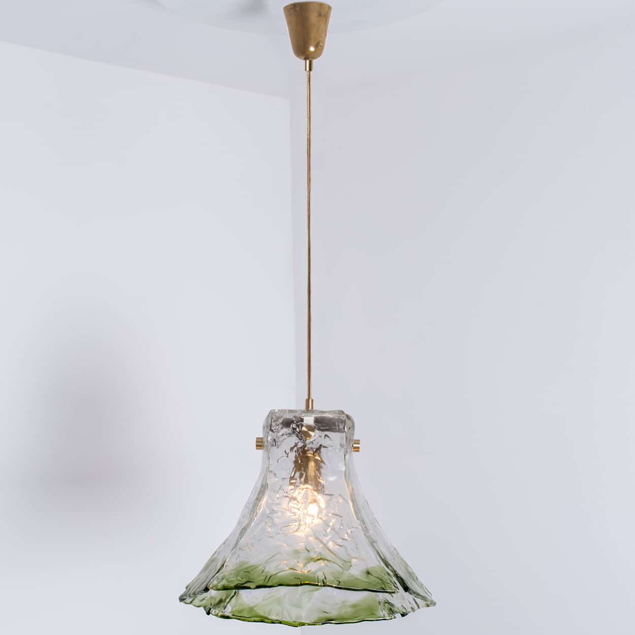 1 of the 2 Green Flower Pendant Lights In The Style Of Carlo Nason, 1960