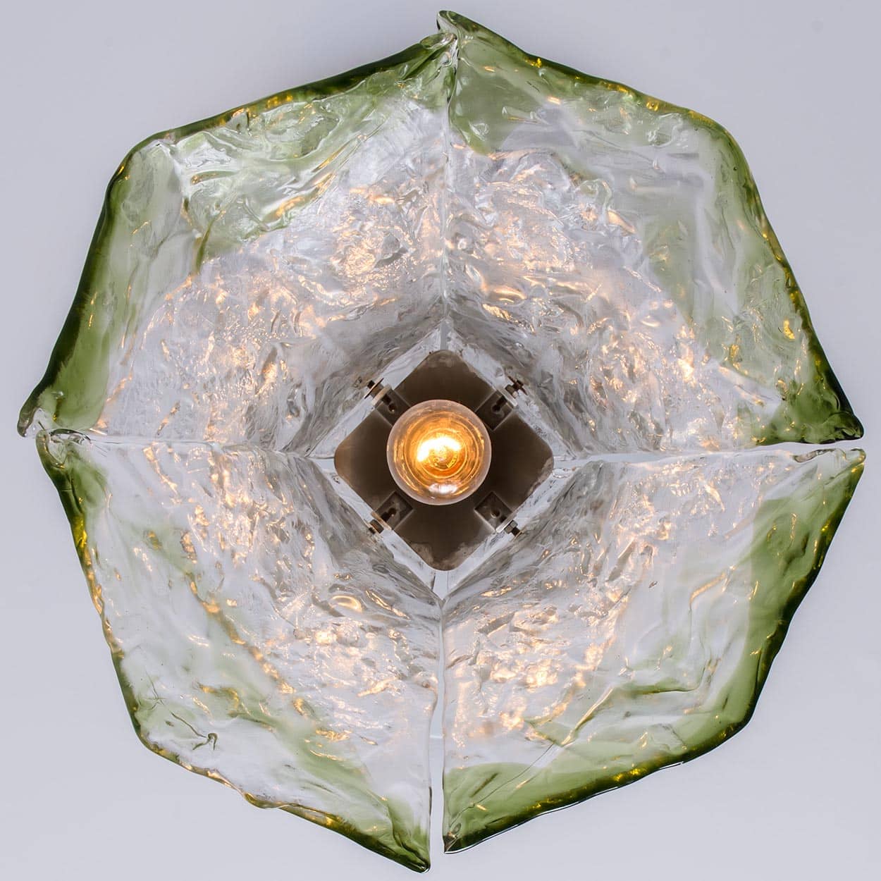 1 of the 2 Green Flower Pendant Lights In The Style Of Carlo Nason, 1960