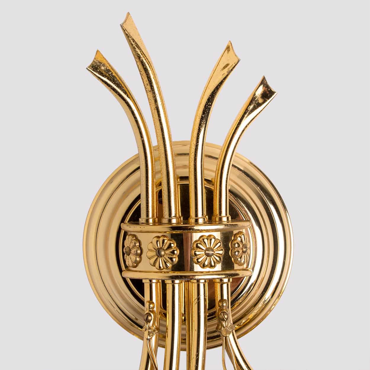 1 of the 2 Flower Crystal and Brass Wall Sconces by Palwa, 1960s, Germany