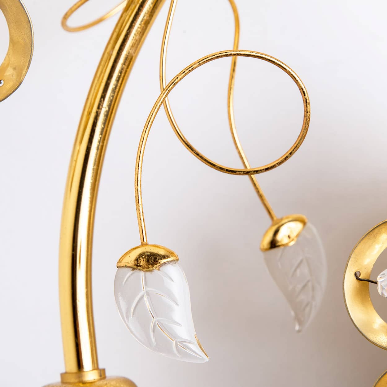 1 of the 2 Flower Crystal and Brass Wall Sconces by Palwa, 1960s, Germany