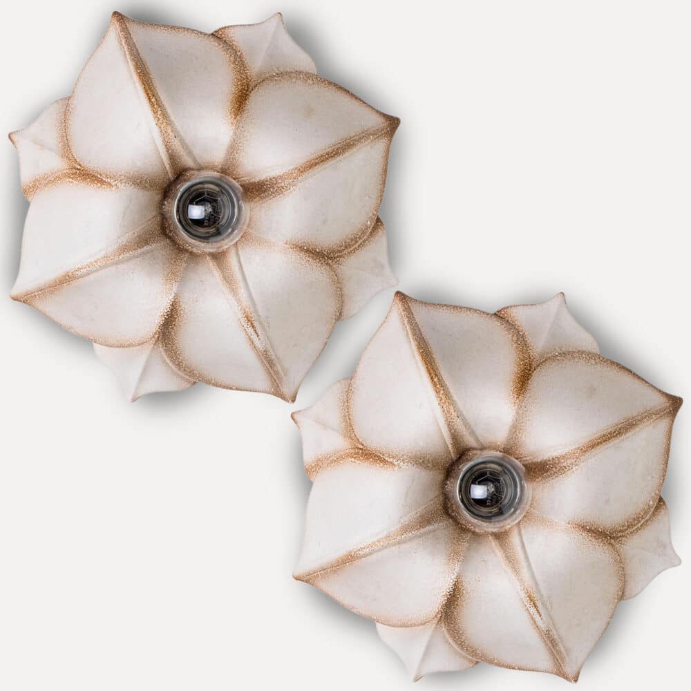 1 of the 2 Pan Leuchten Ceramic Flower Wall Lights, Germany, 1960