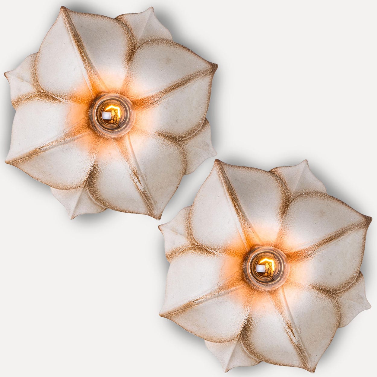 1 of the 2 Pan Leuchten Ceramic Flower Wall Lights, Germany, 1960