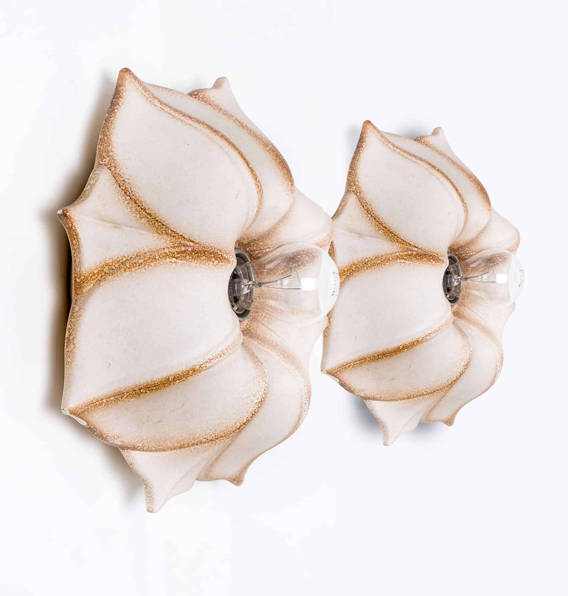 1 of the 2 Pan Leuchten Ceramic Flower Wall Lights, Germany, 1960