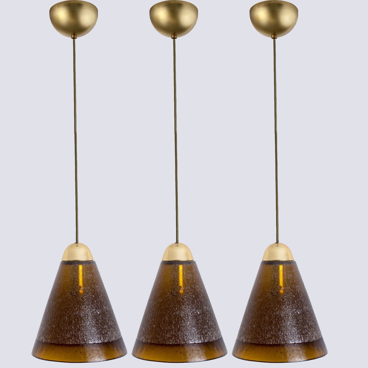 1 of the 8 Brown Glass Pendants, Peill Putzler, 1970