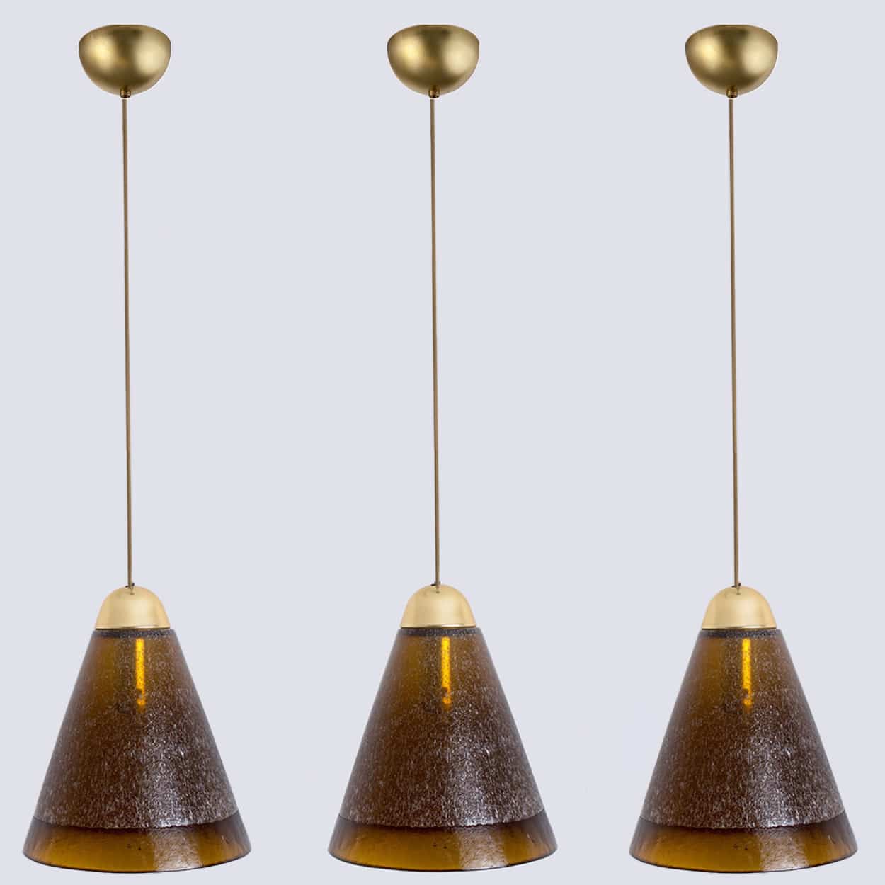 1 of the 8 Brown Glass Pendants, Peill Putzler, 1970