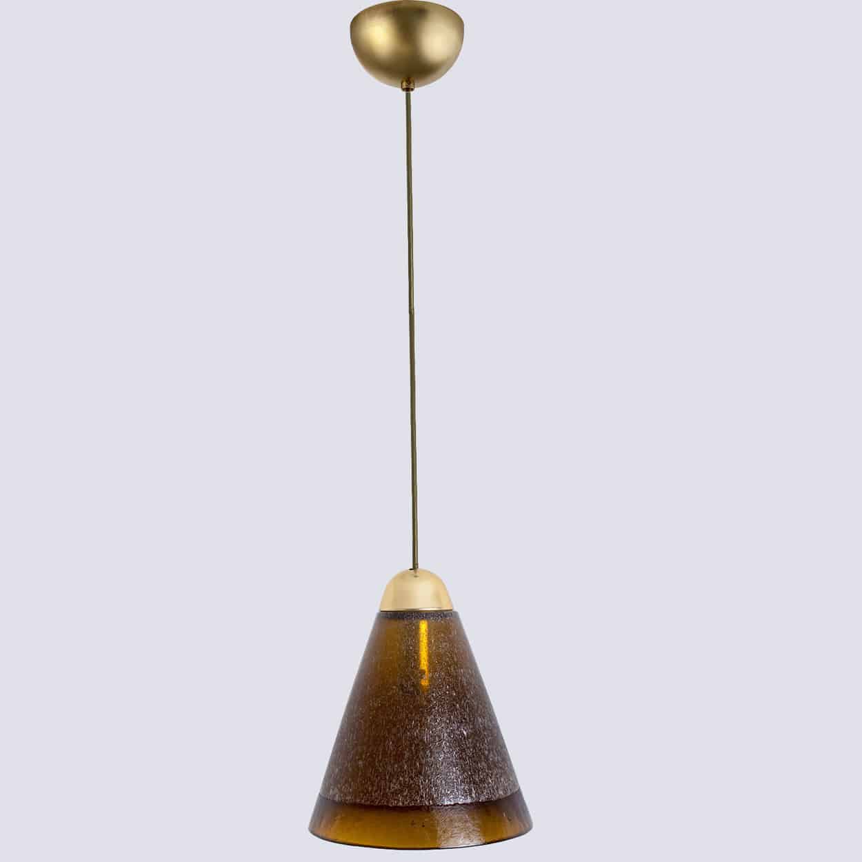 1 of the 8 Brown Glass Pendants, Peill Putzler, 1970