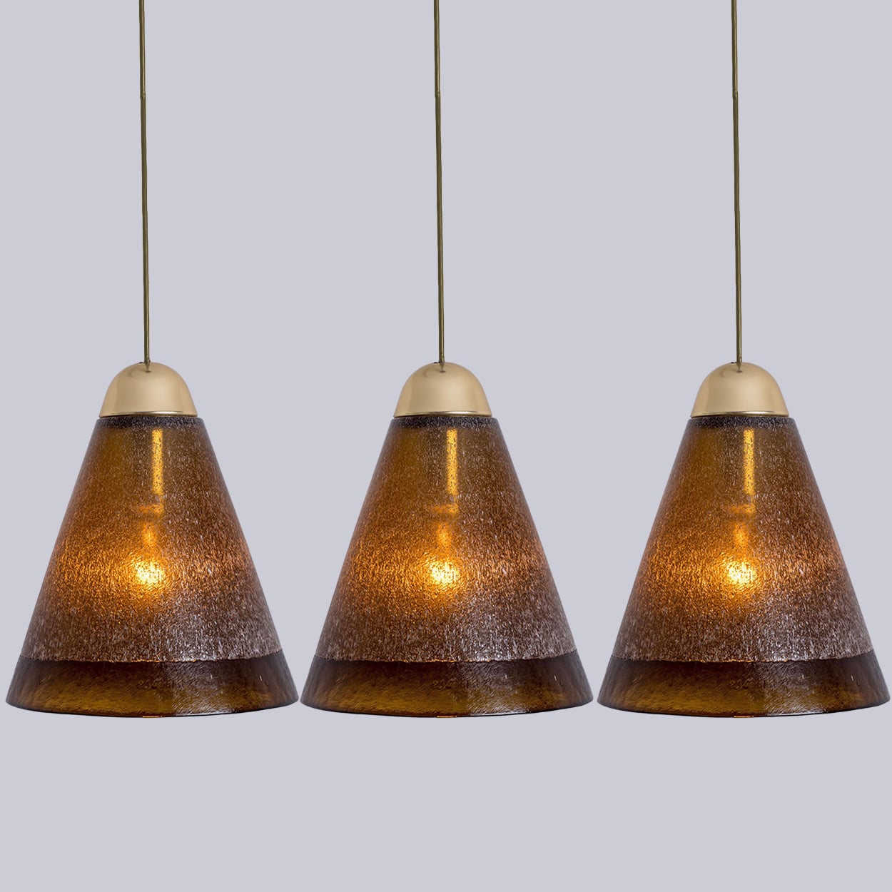 1 of the 8 Brown Glass Pendants, Peill Putzler, 1970