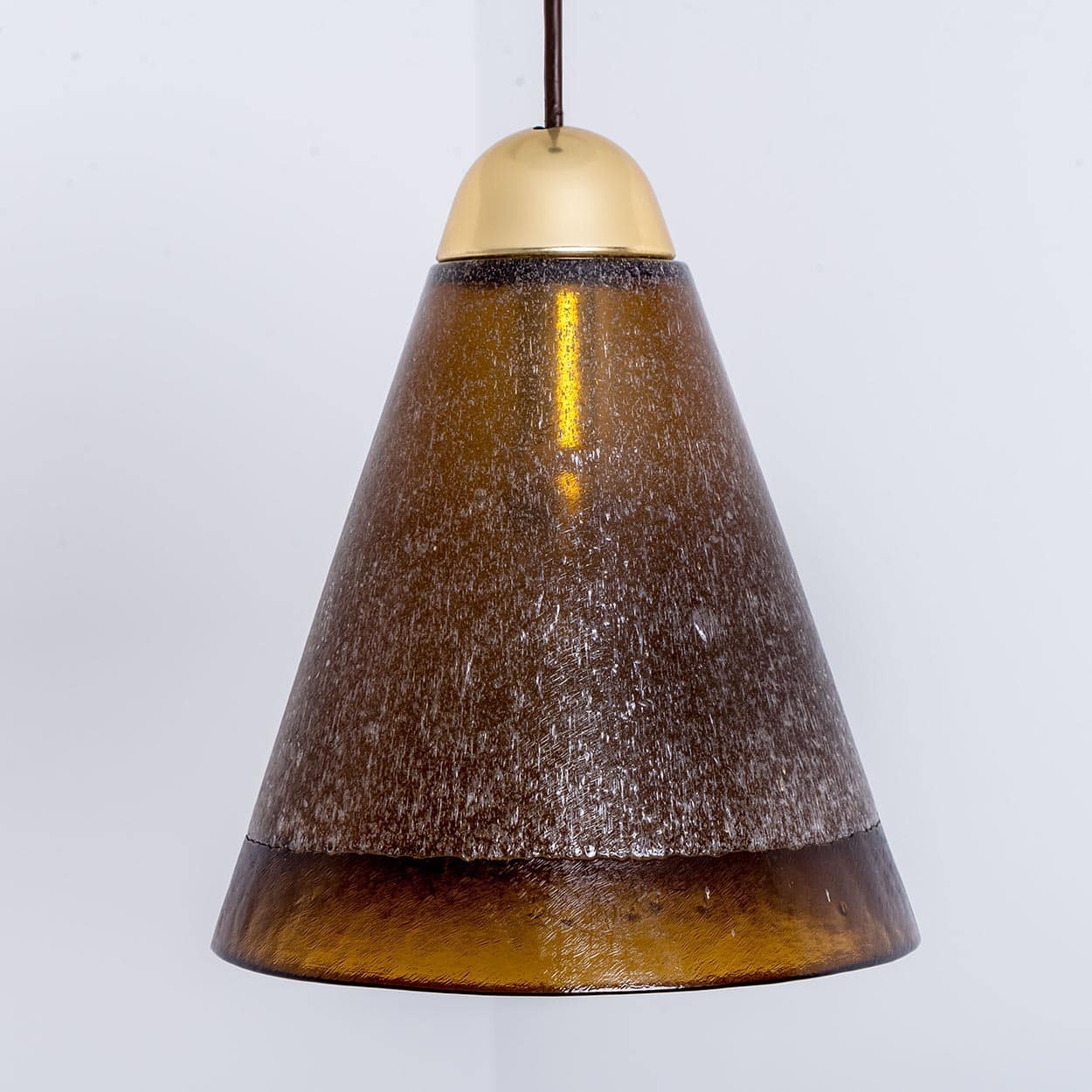 1 of the 8 Brown Glass Pendants, Peill Putzler, 1970