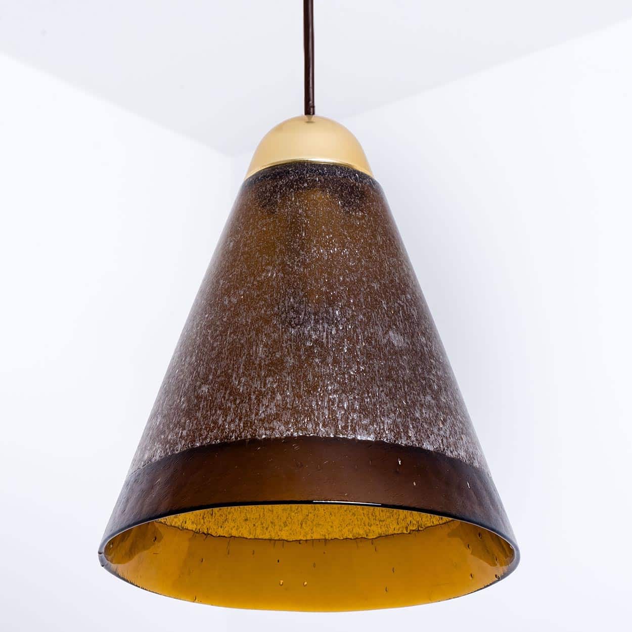 1 of the 8 Brown Glass Pendants, Peill Putzler, 1970