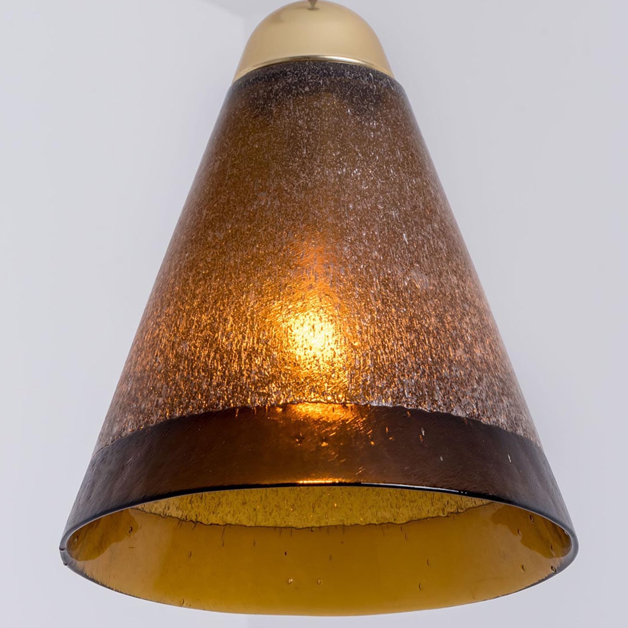 1 of the 8 Brown Glass Pendants, Peill Putzler, 1970