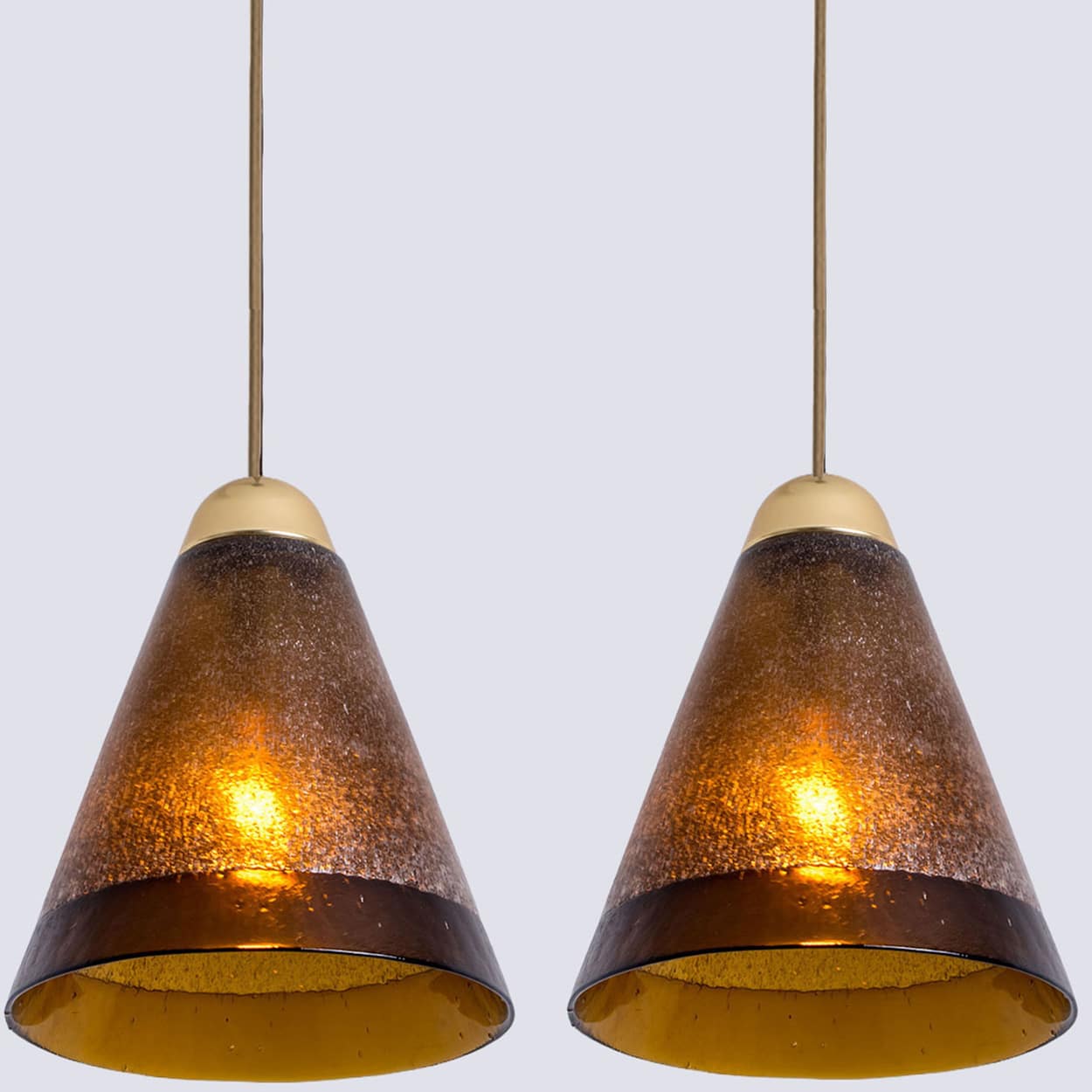 1 of the 8 Brown Glass Pendants, Peill Putzler, 1970