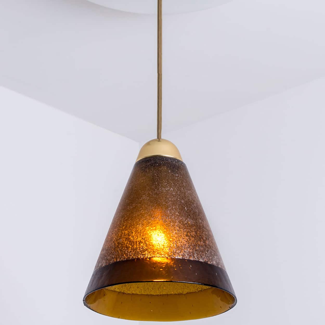 1 of the 8 Brown Glass Pendants, Peill Putzler, 1970